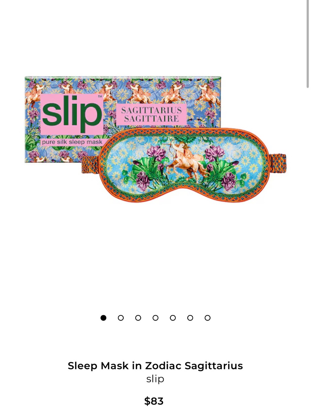 slip Sagittarius Zodiac Pure Silk Sleep Mask - Pink & Floral - Picture 6 of 7
